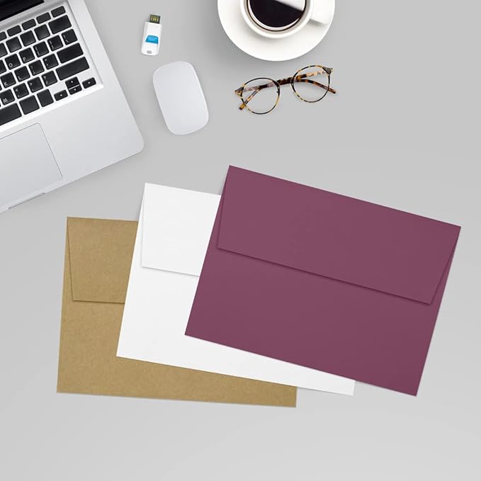 LUXPaper A7 Invitation Envelopes | Peel & Press | 5 1/4" x 7 1/4" | Vintage Plum | 80lb. Text | 1,000 Qty