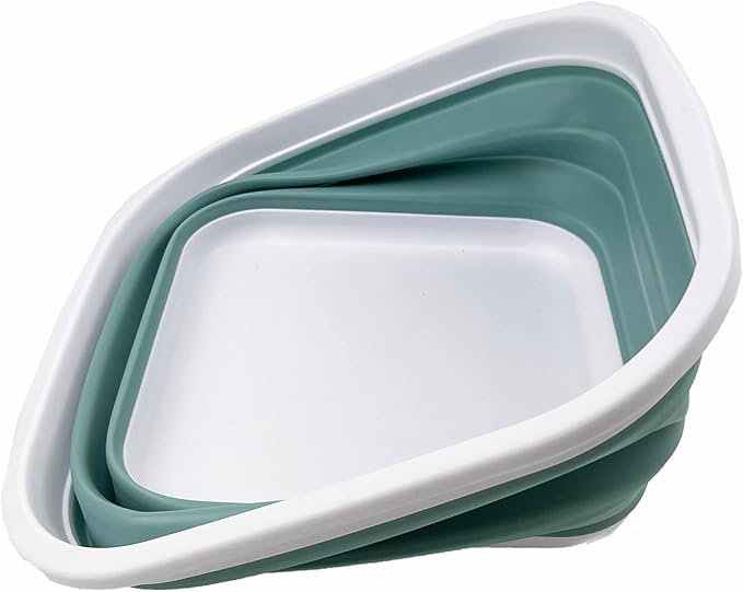 SAMMART 5.5L (1.4 Gallons) Collapsible Tub - Foldable Dish Tub - Portable Washing Basin - Space Saving Plastic Washtub (White/Pale Blue)