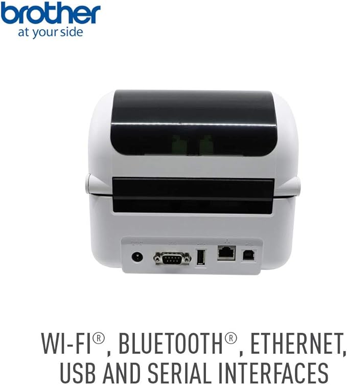 Brother TD-4550DNWB 4-inch Thermal Desktop Barcode and Label Printer, for Labels, Barcodes, Receipts and Tags, 300 dpi, 6 IPS, Standard USB and Serial, Ethernet LAN, Built-in Wi-Fi and Bluetooth,White