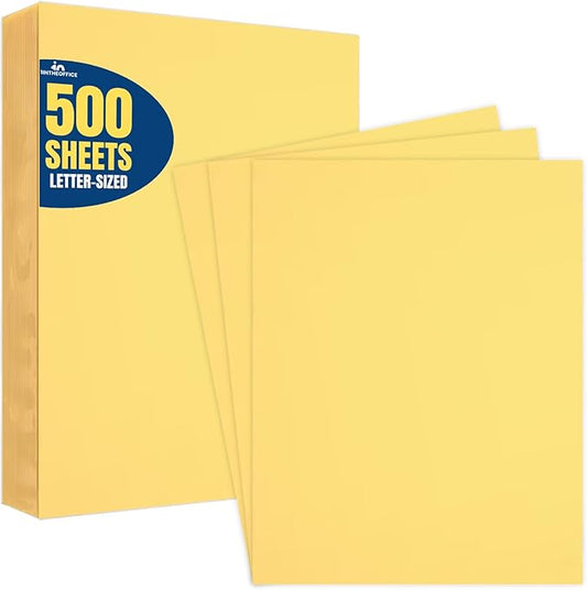 1InTheOffice Yellow Copy Paper, Printer Paper, Colored Copy Paper, 20 lbs., 8.5" x 11", 20 lbs., 500 Pack
