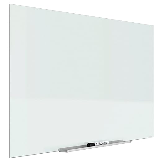 Quartet Glass Whiteboard, Magnetic Dry Erase Board, Wall Mounted Whiteboard for Office, School and Home, 50"W x 28"H, White (G5028IMW)