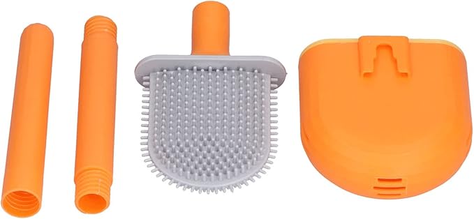 KJAOYU Silicone Toilet Brush,Wall-Mounted Toilet Brush Drying Holder Set - with Detachable Handle Cleaning Tool for Home Hotel Bathroom - Orange(Orange)