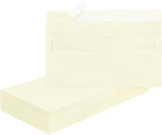 50 Pcs Ivory #10 Business Envelopes, Self Seal Standard Envelopes, Windowless Business Mailing Envelopes for Office, Checks, Letters, Invoices, Statements, Wedding, Size 4-1/8 x 9-1/2 inch
