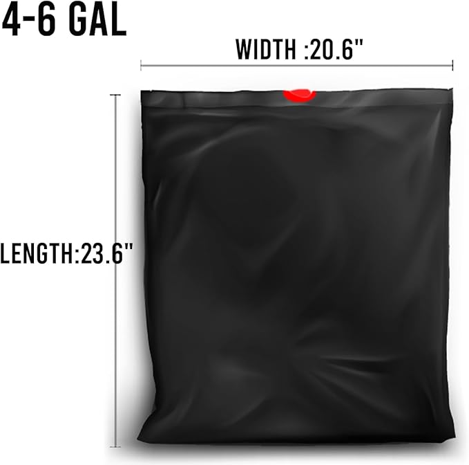 4-6 Gallon Trash Bags Drawstring, 150 Count Bulk Value Pack, Black & Unscented Multi-purpose Garbage Bags for Business Home Bathroom Kitchen Commercial and Industrial