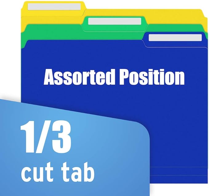 36 Pack Plastic File Folders Colored with Sticky Labels, Sooez Heavy Duty Letter Size Colored File Folders with Erasable 1/3-Cut Tab, Stronger Than Manila File Folder, Perfect for File Organization