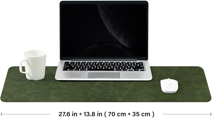 Distressed Leather Desk Mat - Non-Slip PU Desk Pad for Office and Home - Desk Organization and Accessories - Ideal for Large Mouse Pad and Desk Mats on Top of Desks(Forest Green,27.6"x 13.8")