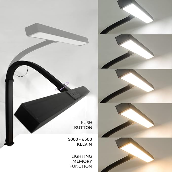Neatfi (New Model) Flex Desk Lamp with Clamp, Dimmable, 3,000 Lumens 30W LED Monitor Light, 3000K-6500K Correlated Color Temperature, 5 Brightness Levels & 5 Light Modes (31.5 Inches, Black)