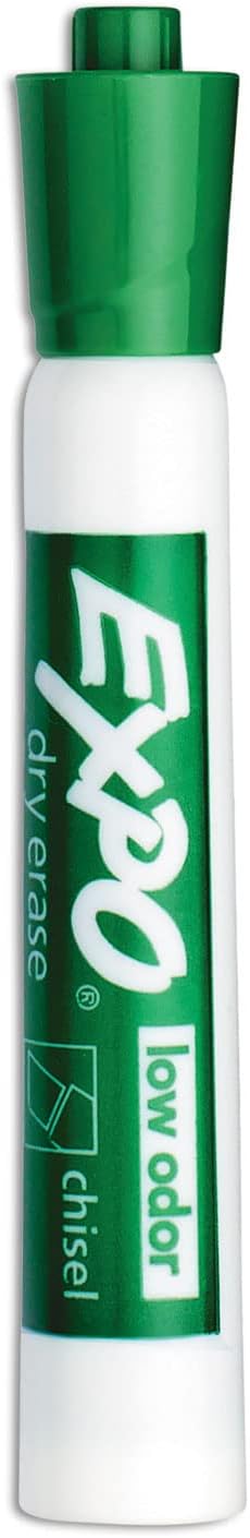 EXPO Dry Erase Markers, Low Odor Ink, Green, Chisel Tip, 12 Count