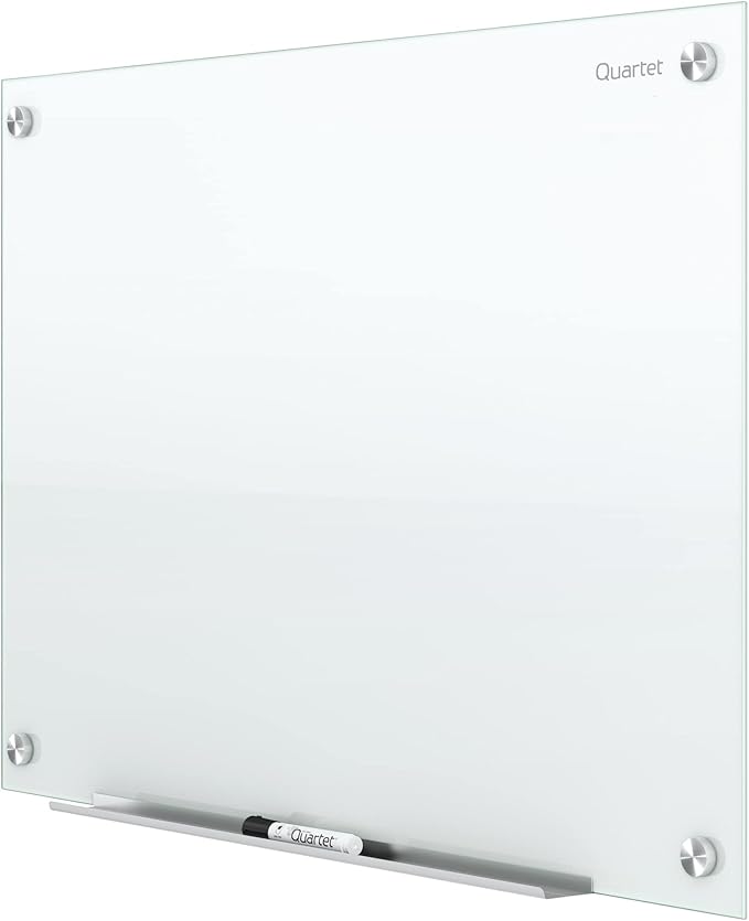 Quartet Non-Magnetic Glass Dry Erase White Board, 72"W x 48"H Whiteboard, Infinity Frameless Mounting, White Surface (G7248NMW)