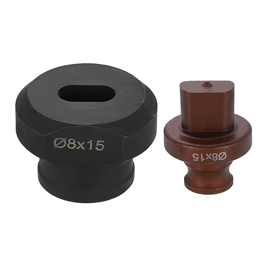 HARFINGTON Hydraulic Hole Punch Die 8x15mm Oval Hole 40Cr Steel Electric Punching Kit for MHP-20 JP-20 Electric Punching Machine, Burgundy & Black