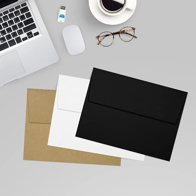 LUXPaper A7 Invitation Envelopes | Peel & Press | 5 1/4" x 7 1/4" | Midnight Black | 80lb. Text | 250 Qty