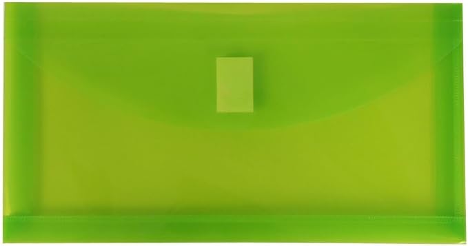 JAM PAPER Plastic Expansion Envelopes with Hook & Loop Closure - #10 Booklet Wallet - 5 1/4 x 10 with 1 Inch Expansion - Assorted Colors - 12/Pack