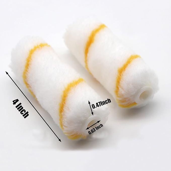100 Pieces 4 Inch Paint Roller Covers Small Roller Nap with Roller Frame Kit Mini Paint Rollers for House Painting Wall Painting Tools