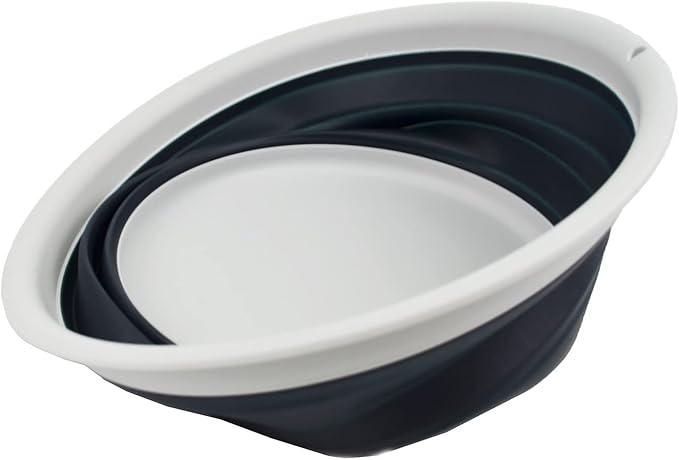 SAMMART 7.5L (1.98 Gallon) Collapsible Tub - Foldable Dish Tub - Portable Washing Basin - Space Saving Plastic Washtub (Grey/Slate Grey)