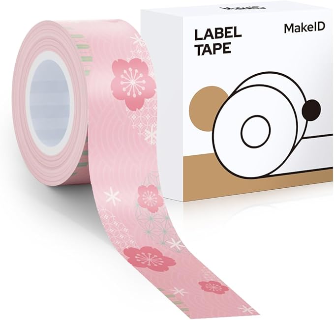 MakeID E1 Q1 Label Maker Tape Refills, 16mm x 4m (0.63" x 13') Continuous Sticker Thermal Laminated Waterproof Self-Adhesive Multipurpose Labeling Tape Replacement