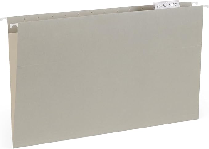 25 Blue Summit Supplies Colored Hanging File Folders Legal Size, 9.5" x 14.75", Legal Size Hanging File Folders for Filing Cabinet with Plastic Tabs and Inserts, Assorted Jewel Tone Colors, 11pt Paper