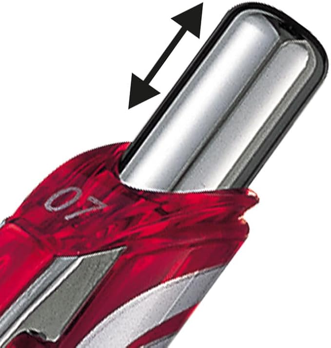 Pentel BL77-BO Energel XM Retractable Gel Pen with 0.7 mm Tip, 0.35 mm Line Width - Red, Pack of 12