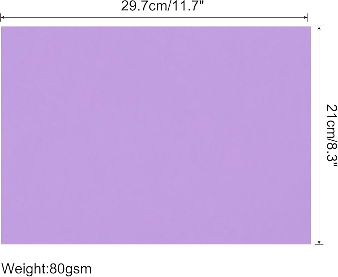 MECCANIXITY 125 Sheets A4 Colored Print Copy Paper 8.5" x 11" Origami Paper Printer Paper 80gsm for Printing, Document Copying, Art Craft, Light Purple