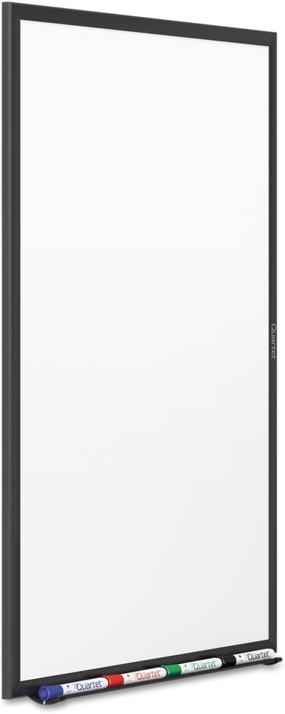 Quartet Magnetic Dry Erase White Board, 2' x 1-1/2 Whiteboard, Nano-Clean Surface Resists Ink Stains, Black Aluminum Frame (SM531B)