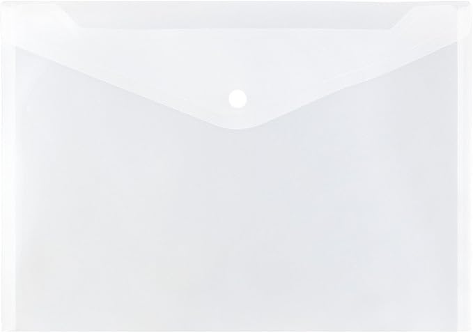 JAM PAPER Plastic Envelopes with Snap Closure - Letter Booklet - 9 3/4 x 13 - Clear - 12/Pack
