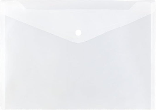 JAM PAPER Plastic Envelopes with Snap Closure - Letter Booklet - 9 3/4 x 13 - Clear - 12/Pack