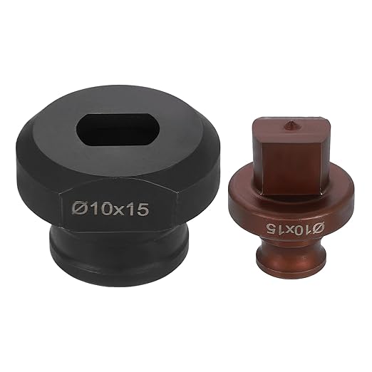 HARFINGTON Hydraulic Hole Punch Die 10x15mm Slotted Hole 40Cr Steel Electric Punching Kit for MHP-20 JP-20 Electric Punching Machine, Burgundy & Black