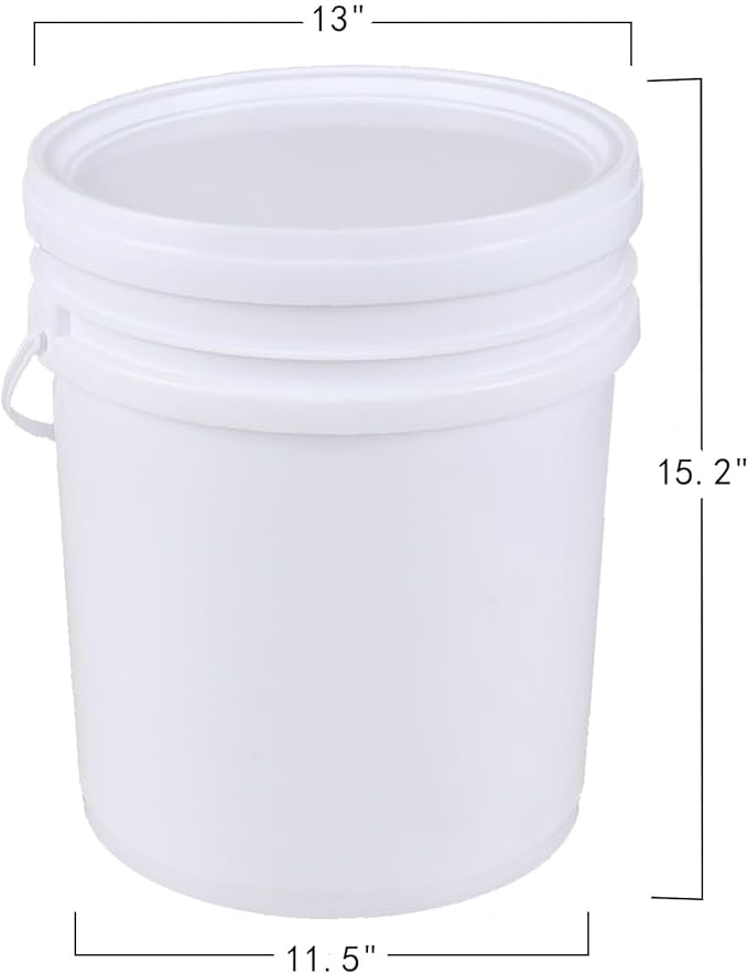 Hespama 4 Pack 6.5 Gallon Airtight Storage Bucket with Handle, Food Grade Sealable Lid Bucket, White