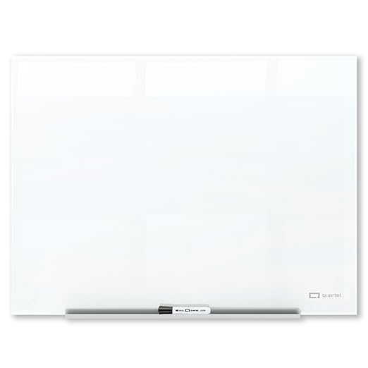 Quartet Glass Whiteboard, Magnetic Dry Erase Board, Wall Mounted Whiteboard for Office, School and Home, 48" W x 36" H, White (Q25F01IMW)