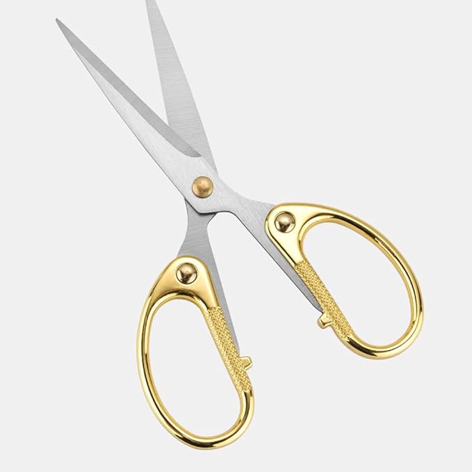 5" All Stainless Steel Office Scissors,Ultra Sharp Blade Shears,Sturdy Sharp Scissor for Office Home School Sewing Fabric Craft Paper Multipurpose Scissors Gold