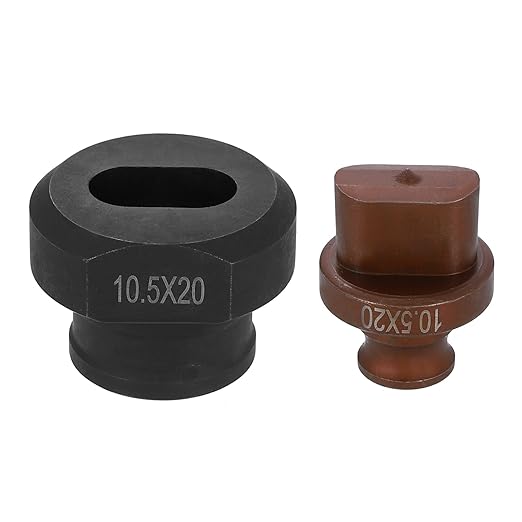 HARFINGTON Hydraulic Hole Punch Die 10.5x20mm Oval Hole 40Cr Steel Electric Punching Kit for MHP-20 JP-20 Electric Punching Machine, Burgundy & Black