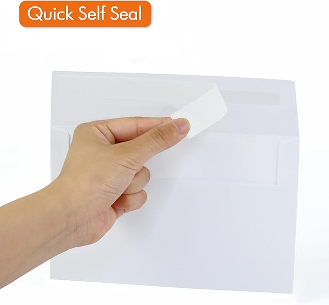 A9 Invitation Envelopes 50 Pack White 5 3/4 x 8 3/4 Inches Self Seal Printable Envelopes for 5x8 Cards,Azaza