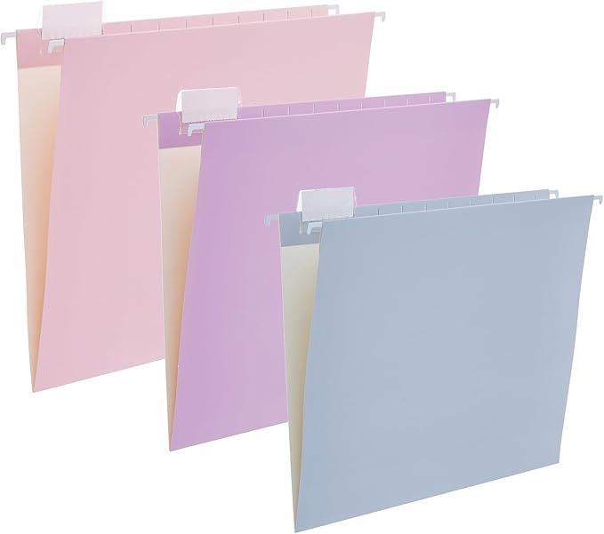 12 Pack Hanging File Folders Filing Cabinet Organizer Letter Size 1/5 Cut Adjustable Tabs Decorative for Home Office School Classroom,Marble……