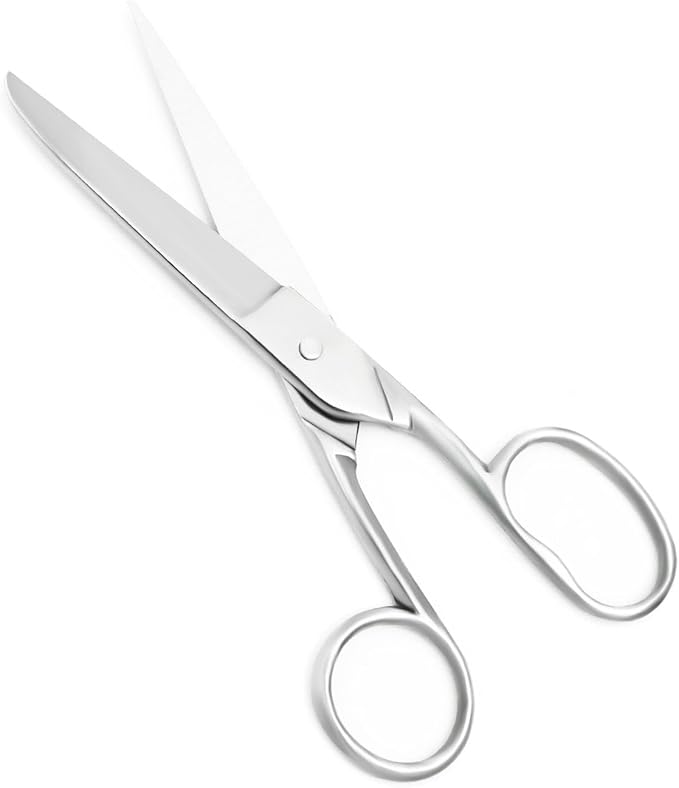 Silver Office Scissors, Heavy Duty Sewing, Tailor Fabric Sewing Paper Cutting Shears Stainless Steel Cutter Leather Art Craft Office Scissors (7 Inch)