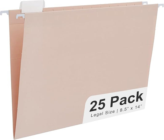 Y YOMA Legal Size - 25 Pack Colored Hanging File Folders Decorative Hanging Folder Cute Pretty File Folder for Filing Cabinet Office Home with 1/5-Cut Adjustable Tabs, Morandi Orange