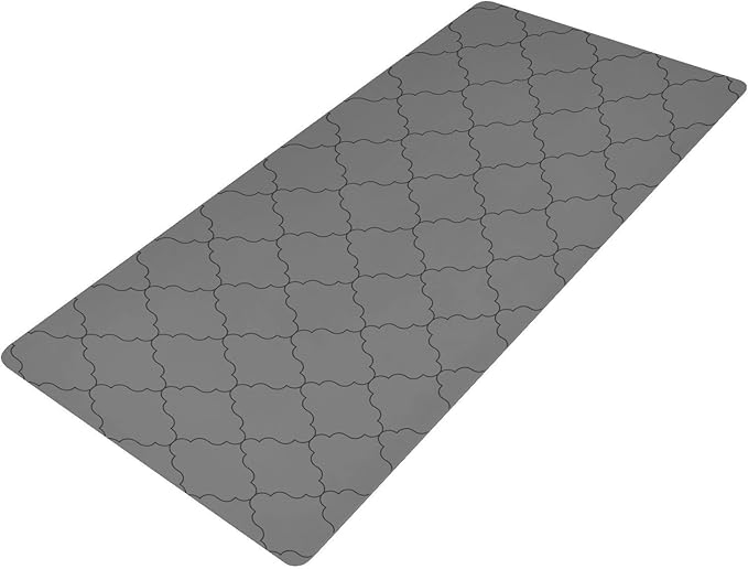 Mouse Pad Desk Mat Leather Desk Pad Large Gaming Desk Cover Protector Mat for Keyboard Computer Laptop Office Waterproof 35.4 x 16.5 Inch Monochrome Geometric Quatrefoil Grey