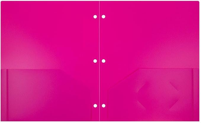 JAM PAPER Heavy Duty Plastic 3 Hole Punch Pocket Folders - Extra Tough School Folders - Assorted Fashion Colors - Bulk 48 Folders/Box (8 Assorted Packs of 6)