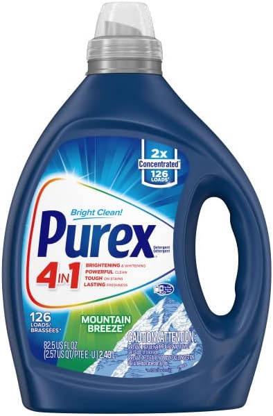 Purex Liquid Laundry Detergent, Mountain Breeze, 2X Concentrated, 126 Loads