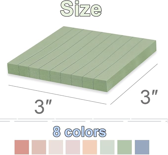 (16 Pack) Lined Sticky Notes 3x3 in Ruled Stickies Super Sticking Power Memo Pads Vintage Colors
