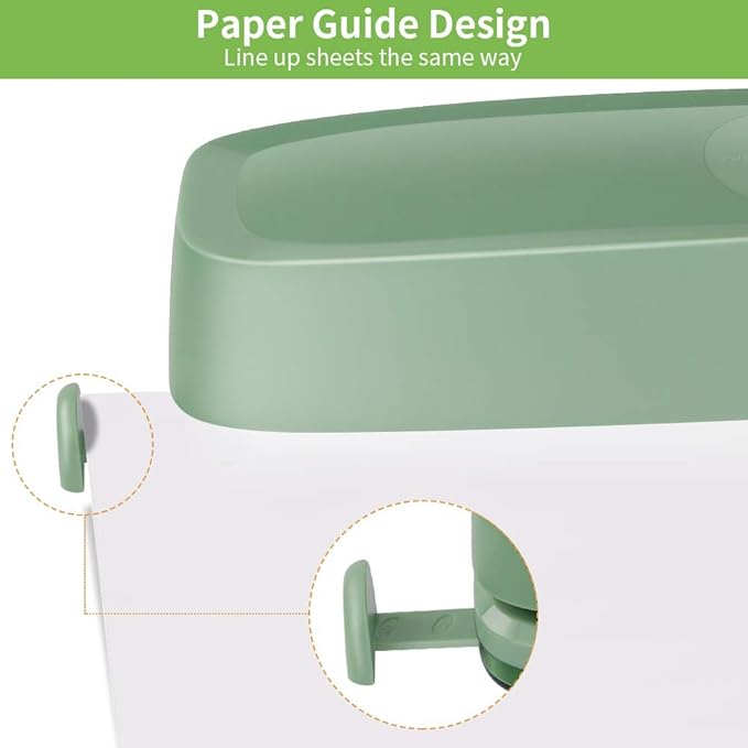 AFMAT HP10 Electric 3 Hole Punch, Three Hole Punch Heavy Duty, 20-Sheet Punch Capacity, AC or Battery Operated, Effortless Punching, Long Lasting Paper Punch for Office, School, Studio, Green