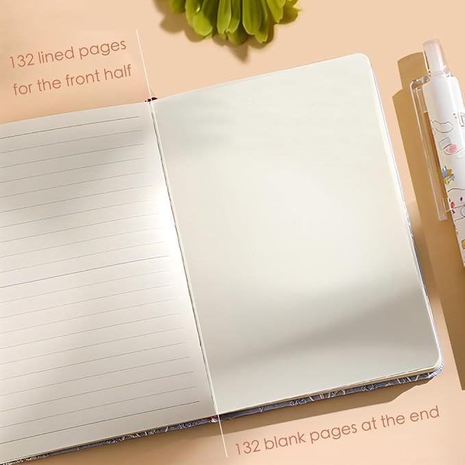 B6 Notebook, Flower Fabric Journal, Writing Notebook for Women, 5x7 Lined Notebook & Sketchbook, Lay Flat Hardcover Notebook, Small Sketchbook, Daisy Gifts for Girl, Blue