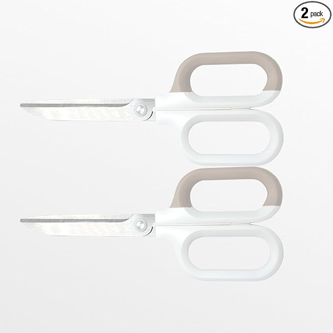 White Office Scissors with Comfort-Grip Handles, Cute scissors, Sharp Craft Scissors for DIY Art, Sewing, Fabric, Student, Teacher, and Home Use(7", White-2Pack)