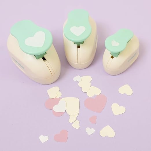 Craftelier - Heart Hole Punch Set | 3/8", 5/8" & 1" Heart Shaped Hole Puncher for Paper Crafts | Hole Puncher for Scrapbooking, DIY Cards & Journals | Craft Punch Set for Paper