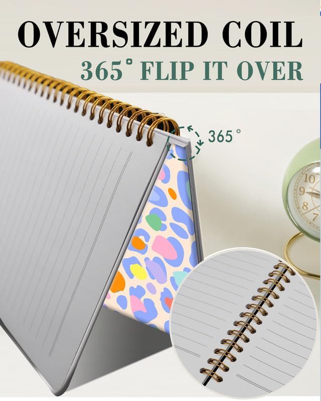 Spiral Journal Notebook,A5 Hardcover Lined Journals for Women Girl 6 x 8.3 in,120 Pages Thick Paper,Cute College Ruled Writing Notebook for Gifts Office Work School(Animal Skin Rainbow Leopard)