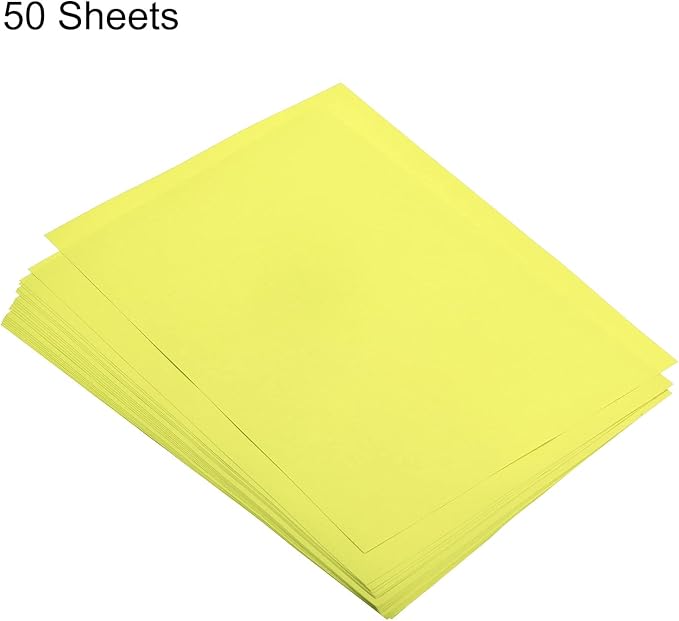 MECCANIXITY 50 Sheets Colored Copy Paper 8 1/2 Inch Printer Paper 75gsm Fluorescent Yellow for Office Printing, Document Copying, Invitations, Forms, Art Projects