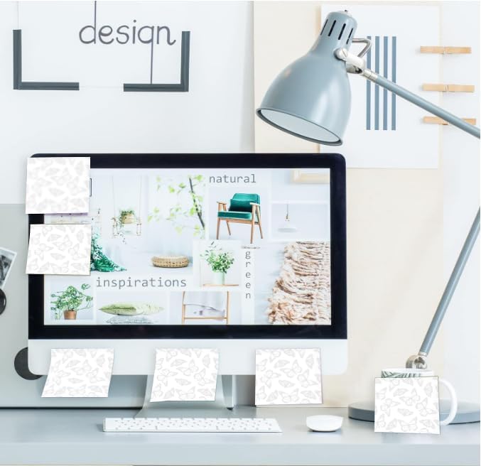 2 Pack Sticky Notes 3x3 Inches, Bright Cute Strong Sticking Power, Easy to Post for Home, Office, 80sheets/Pads, Art Butterfly Pattern Black White