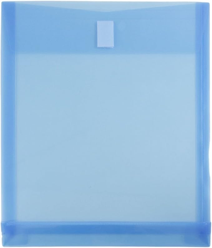 JAM PAPER Plastic Expansion Envelopes with Hook & Loop Closure - Letter Open End - 9 3/4 x 11 3/4 with 1 Inch Expansion - Blue - 12/Pack