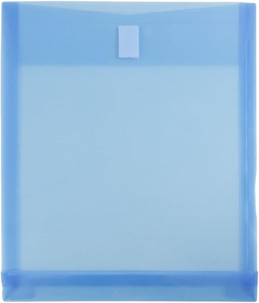JAM PAPER Plastic Expansion Envelopes with Hook & Loop Closure - Letter Open End - 9 3/4 x 11 3/4 with 1 Inch Expansion - Blue - 12/Pack