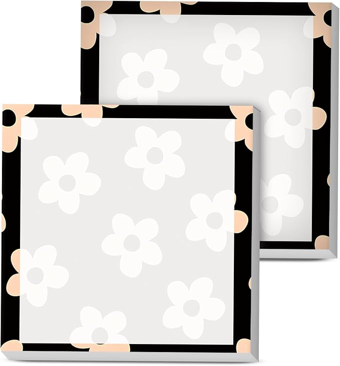 Sticky Notes, 2 Pads, 3x3 inches, Cute Colorful Fun Self-Stick Note Pads, Easy Post, Strong Adhesive Notepad Black Flower Pattern