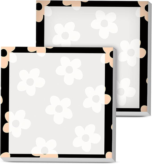Sticky Notes, 2 Pads, 3x3 inches, Cute Colorful Fun Self-Stick Note Pads, Easy Post, Strong Adhesive Notepad Black Flower Pattern