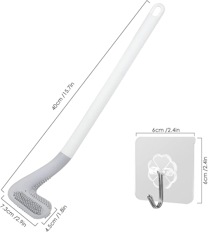Homgaty Golf Toilet Brush, Long Handle Golf Brush Head Toilet Brush, Flexible Bendable Silicone Golf Toilet Bowl Cleaner Brush, Toilet Brushes for Bathroom 360 No Dead Ends Wall Mounted (1)